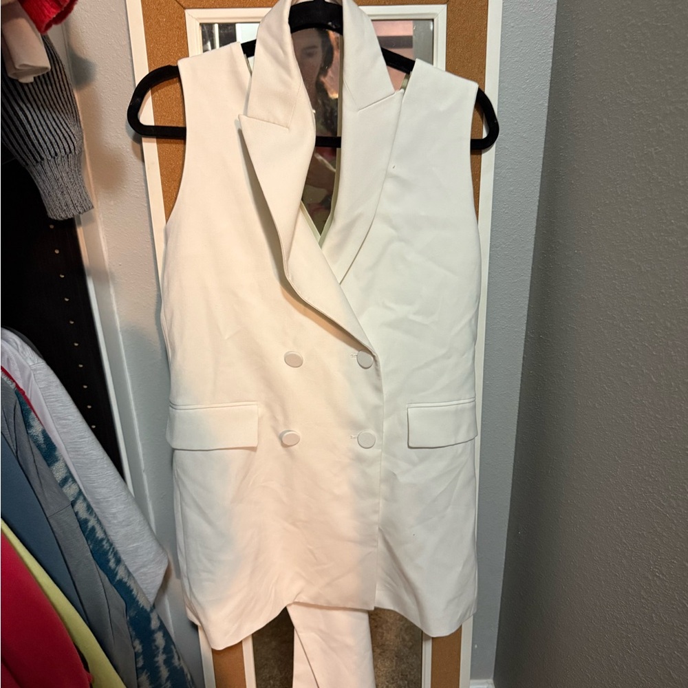 Zara Ivory Satin Vest